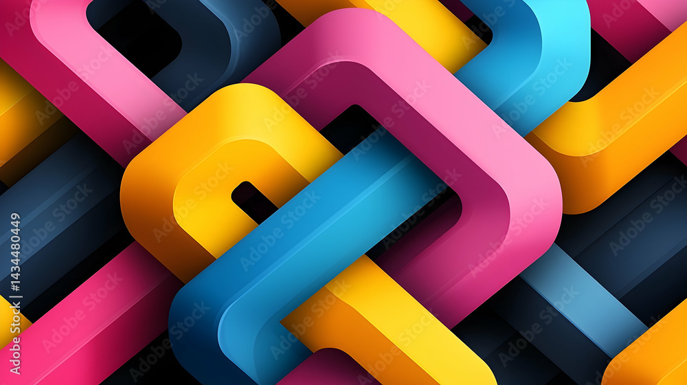 Poster retro yellow pink modular geometric pattern abstract background