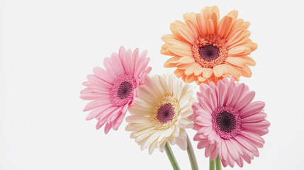 watercolor botanical Gerbera flowers texture template background.Elegant wedding invitation card background . Minimal hand painted Design for wedding or Valentine's Day