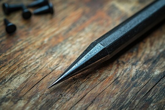 Ancient spear, crafted from wood and metal. Detailed carvings adorn the shaft and point. A hunting or ceremonial weaponBy dewi