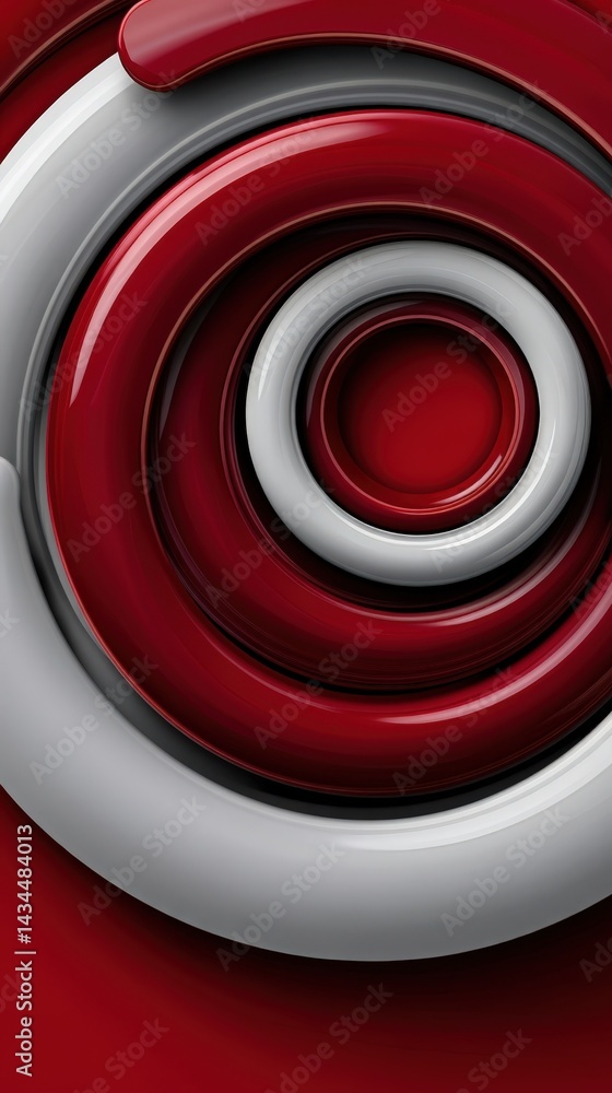 Poster abstract red and white swirling circular design background image perfect for modern presentations or