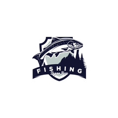illustration fishing logo design vector