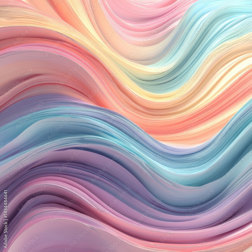 Poster abstract pastel wave background swirling layers of soft colors in a smooth elegant design