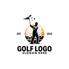Golf man sport logo design silhouette