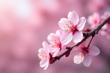 Fototapeta premium Delicate pink sakura blossoms, intricate branch pattern, romantic, cherry, nature