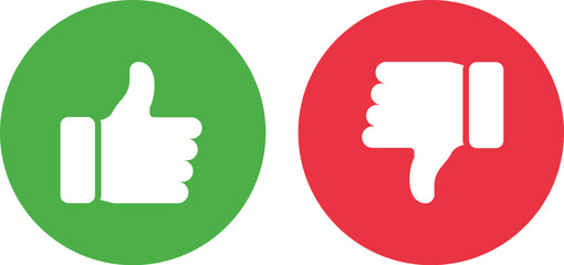 Thumbs up and thumbs down. Vector 