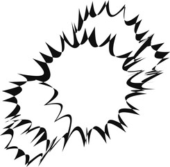 Graphic format of an explosion with six explosion outbreaks grouped together and merged into a unified structure.