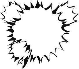 Graphic format of an explosion featuring six explosion outbreaks with varying sizes arranged dynamically.