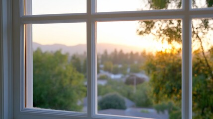 Fototapeta premium Sunset View Window Landscape Golden Hour Nature