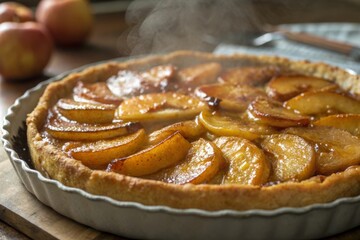 Indulge in tarte tatin caramelized apples with buttery crust home kitchen gourmet dessert cozy atmosphere elevated culinary experience