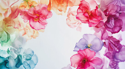 watercolor botanical Lisianthus flowers texture template background.Elegant wedding invitation card background . Minimal hand painted Design for wedding or Valentine's Day