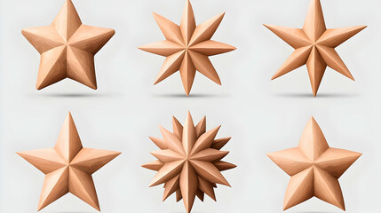 Obraz premium Set of Light Brown Watercolor Geometric Stars
