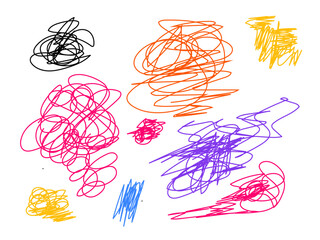 Hand-drawn scribble color pen lines
