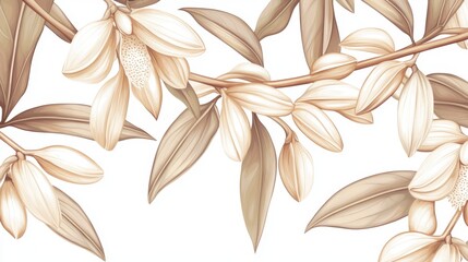 Beautiful floral arrangement depicting delicate white blossoms and green leaves for a serene natural atmosphere