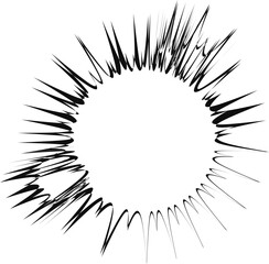 Graphic format of an explosion with one large bubble and three smaller explosion outbreaks merged into a cohesive design.