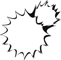 Two cartoon explosion outbreaks merged together into one graphic shape.
