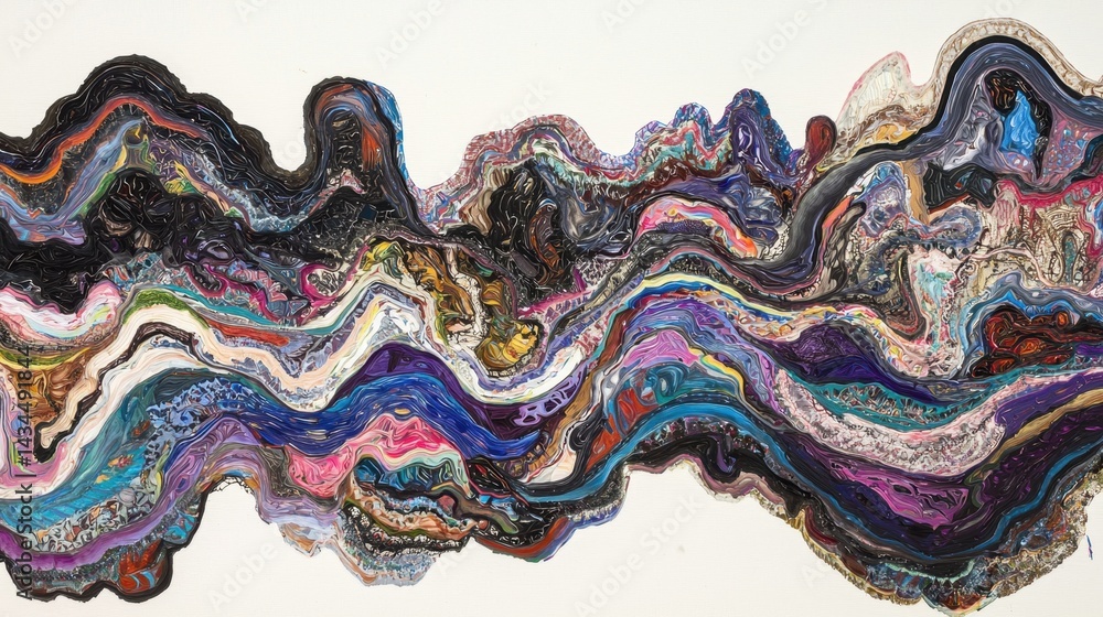 Poster colorful abstract art piece showcasing vibrant patterns and textures with flowing lines and rich det