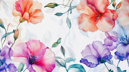 watercolor botanical Lisianthus flowers texture template background.Elegant wedding invitation card background . Minimal hand painted Design for wedding or Valentine's Day