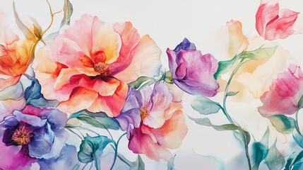 watercolor botanical Lisianthus flowers texture template background.Elegant wedding invitation card background . Minimal hand painted Design for wedding or Valentine's Day