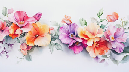 watercolor botanical Lisianthus flowers texture template background.Elegant wedding invitation card background . Minimal hand painted Design for wedding or Valentine's Day