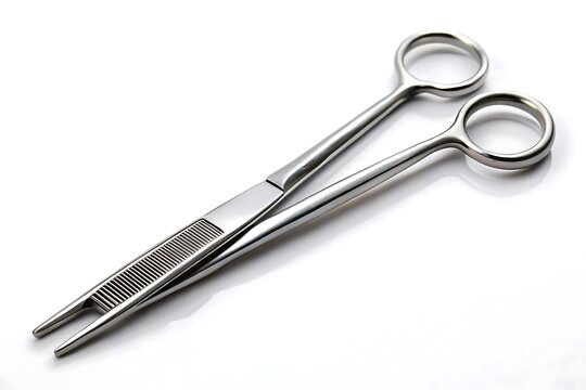  surgical instrument tenaculum a stainless steel surgical clamp with ring handles Photos, Standard Content, isolated Assets, isolated,  Horizontal,