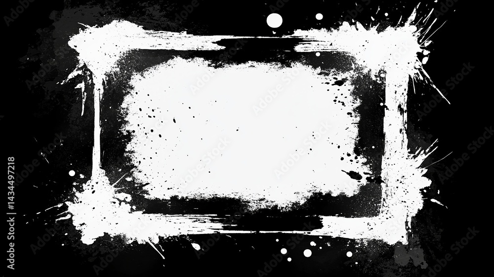 Poster abstract black white ink splatter frame grunge texture design element high resolution artistic backg