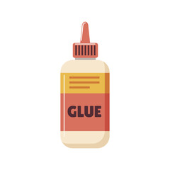 Fototapeta premium Glue in bottle in flat design. Sticky adhesive product for handcraft fix. Vector illustration isolated.