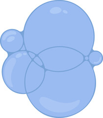 Five grouped and merged blue soap bubbles, arranged with overlapping reflections and circular shapes.