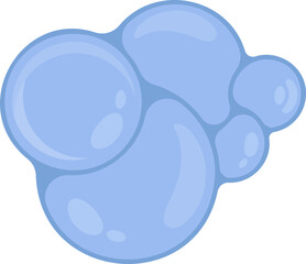 Group of five circular blue soap bubbles, overlapping with reflective surfaces.