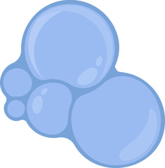 Five merged blue soap bubbles with reflections, displaying connected circular shapes.