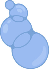 Four blue soap bubbles with a merged and fused design, showing smooth, reflective surfaces.