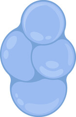 Four overlapping blue soap bubbles in a merged arrangement with round, reflective surfaces.