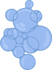 Multiple soap bubbles fused together in a single reflective, fluid-like arrangement.