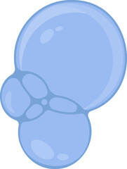 Three soap bubbles of varying sizes fused together, creating a reflective, fluid form.