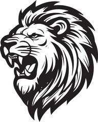 Silhouette  Roar Lion Face  Side look Clip art