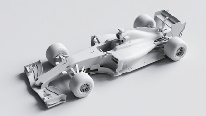 3d model of f1 car isolated on white background.