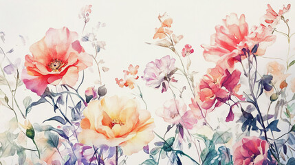 watercolor botanical Lisianthus flowers texture template background.Elegant wedding invitation card background . Minimal hand painted Design for wedding or Valentine's Day
