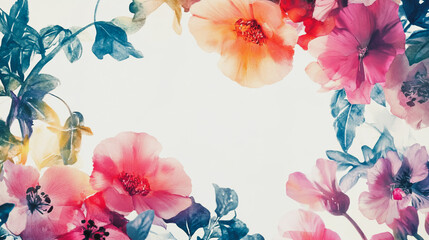 watercolor botanical Lisianthus flowers texture template background.Elegant wedding invitation card background . Minimal hand painted Design for wedding or Valentine's Day
