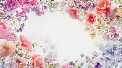 watercolor botanical Lisianthus flowers texture template background.Elegant wedding invitation card background . Minimal hand painted Design for wedding or Valentine's Day
