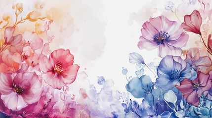 watercolor botanical Lisianthus flowers texture template background.Elegant wedding invitation card background . Minimal hand painted Design for wedding or Valentine's Day
