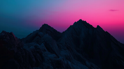 Sharp silhouette of jagged volcanic rocks during twilight