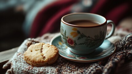 Cozy afternoon tea with floral china.