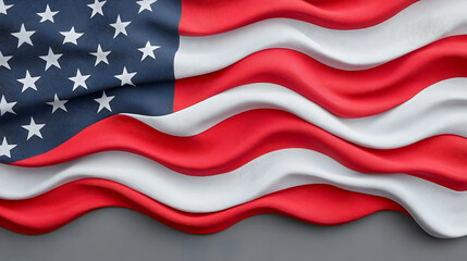 Obraz premium Waving American Flag on Grunge Concrete Wall