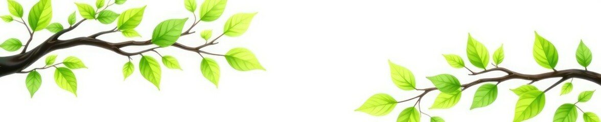 Fototapeta premium Isolated tree branches with leaves on a white background, nature, abstract