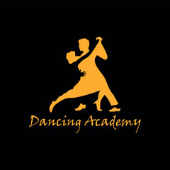 romantic couple dance logo design logo vector