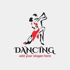 romantic couple dance logo design logo vector