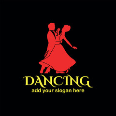 romantic couple dance logo design logo vector