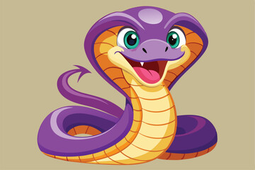 Fototapeta premium vector illustration of a cartoon-style cobra snake.
