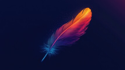 Colorful Feather Floating Against a Dark Backdrop for Spiritual and Artistic Purposes