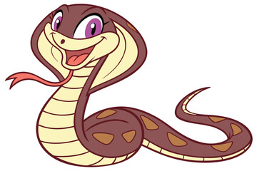 Fototapeta premium vector illustration of a cartoon-style cobra snake.