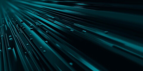 Abstract Metallic Lines Converging Perspective Dark Teal Background Texture
